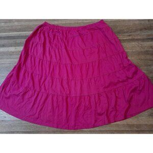 Womens Boho Tiered Pull On Comfy Work Casual Party Size 4X Midi Skirt Fuchsia